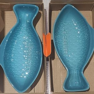 NIB Le Creuset Carribean 6" Fish Dish 2 pieces